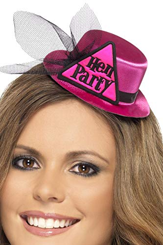 Smiffys Hen Party Hat with Hairclip and Veil - Pink