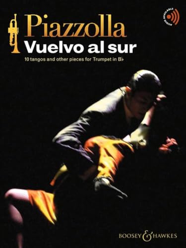 Sheet music cover: “Vuelvo al sur” for trumpet, featuring a tango couple.