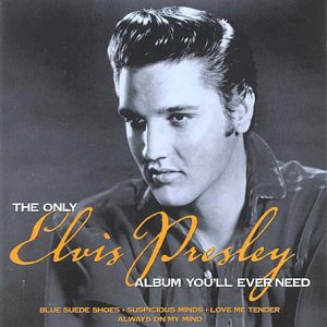 Black and white portrait of Elvis Presley on album cover.