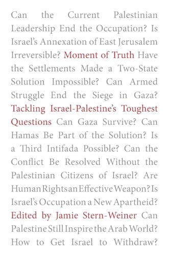 Book cover with text posing difficult questions about the Israel-Palestine conflict.