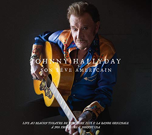 Johnny Hallyday album cover: man with guitar, text "Son Rêve.." visible.