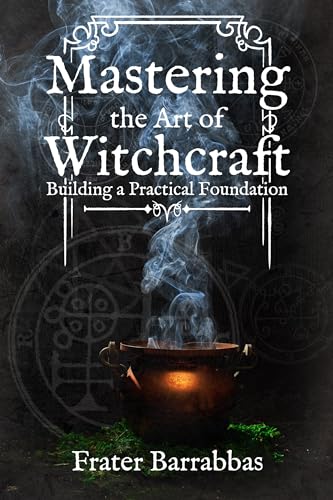 Book cover with title “Mastering the Art of Witchcraft” and a steaming cauldron.