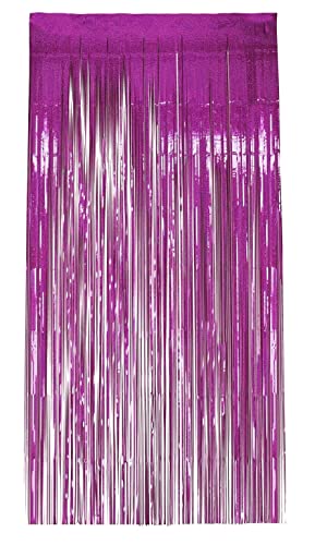Smiffys 99651, Hot Pink Holographic Foil Curtain Backdrop, Unisex Adult, One Size