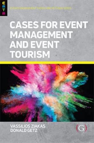Book cover: “Cases for Event Management and Event Tourism” with colorful abstract image.