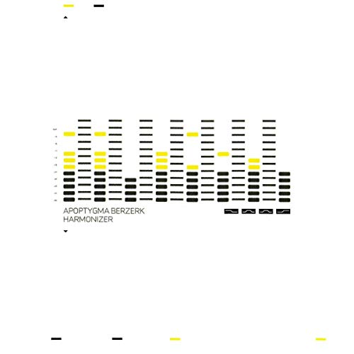 Apoptygma Berzerk “Harmonizer” CD cover: abstract black and yellow equalizer graphic.