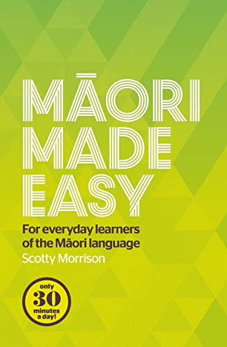 Book cover: "Māori Made Easy" with green geometric background.