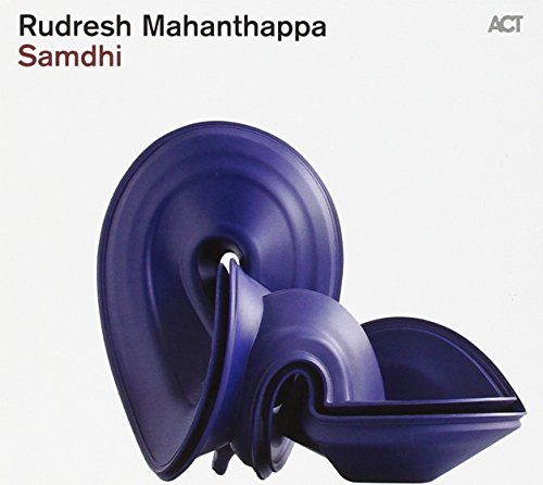 CD cover for Rudresh Mahanthappa’s “Samdhi” featuring abstract blue shapes.