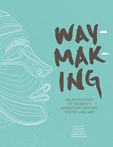 Book cover with teal background, topographic line art of a face, and bold text.