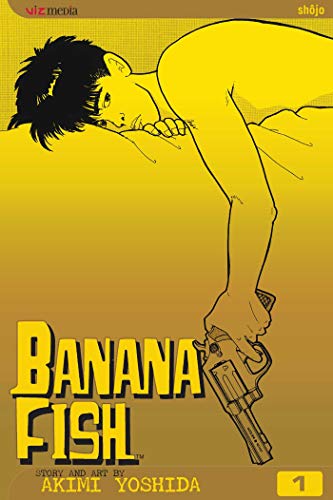 Manga book cover with colorful illustration of a person holding a gun and banana.