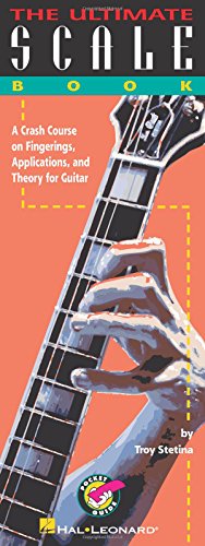 Guitar scale book cover with a hand playing on the fretboard.