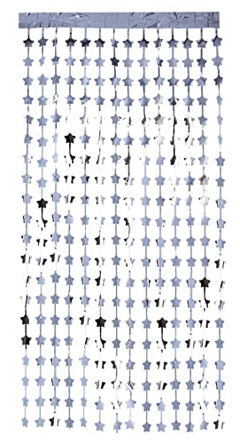 Smiffys 99700, Silver Star Foil Curtain Backdrop, Unisex Adult, One Size