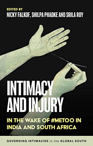 Book cover with sketched hands and text: "Intimacy and Injury," #MeToo.