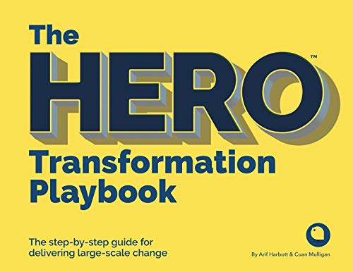 Book cover: "The HERO Transformation Playbook" with bold blue and black text.