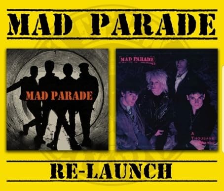CD cover for Mad Parade re-launch, featuring band members in silhouette.