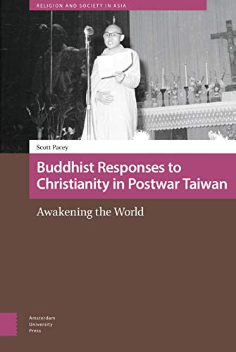 Book cover: Buddhist monk speaking near a Christian altar in Taiwan.