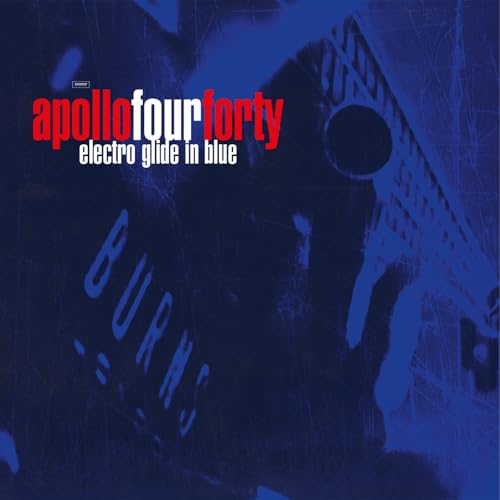 Apollo 440 “Electro Glide In Blue” vinyl record cover, dark blue abstract design.