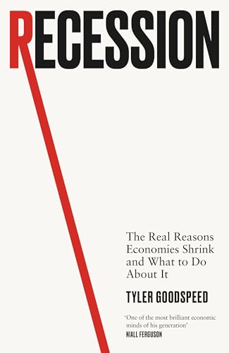 Book cover with bold red "RECESSION" title and author Tyler Goods­peed.