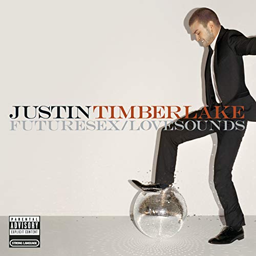 Justin Timberlake album cover, “Futuresex/Lovesounds,” featuring him in a suit.