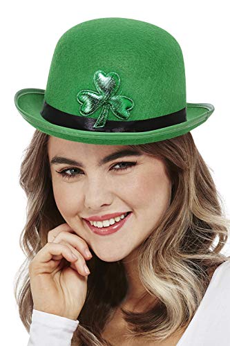 Smiffys 51122 Paddy's Day Bowler Hat, Felt, Unisex Adult, Green, One Size