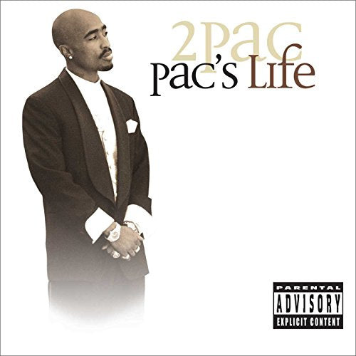 2Pac album cover: Tupac Shakur in a suit, white background.