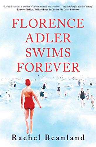 Book cover: woman in red swimsuit walking into a hazy ocean.