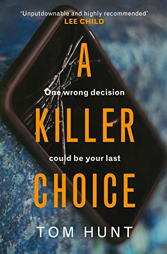 Book cover featuring a cracked smartphone screen with the title A Killer Choice.