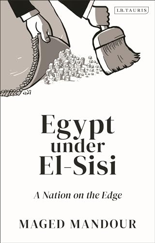 Book cover: “Egypt under El-Sisi” with illustration of a city being swept away.
