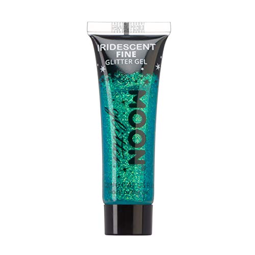 Iridescent Fine Face & Body Glitter Gel by Moon Glitter - Green - Cosmetic Festival Glitter Face Paint for Face, Body, Hair, Nails - 12ml