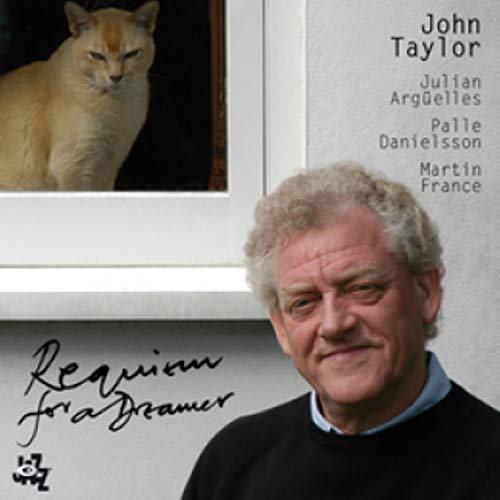 CD cover featuring a portrait of a man and a cat in a frame.
