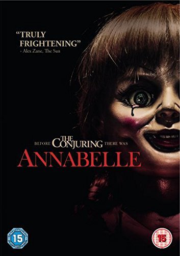Annabelle DVD cover featuring a porcelain doll with large eyes.