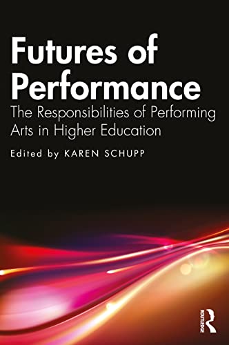 Book cover: "Futures of Performance" with abstract red and white lines.