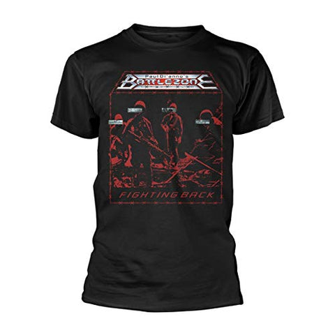 Paul Di'anno's Battlezone T Shirt Fighting Back Official Mens Black XL
