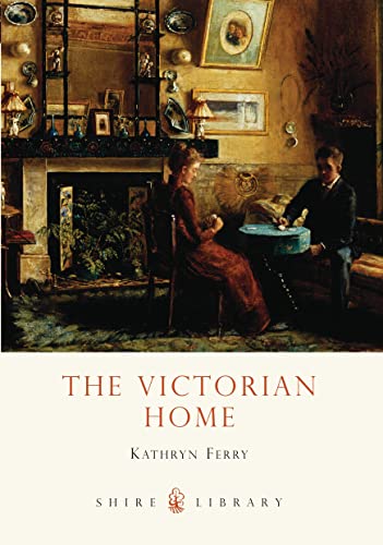 Victorian interior painting with a couple, book cover titled “The Victorian Home”.