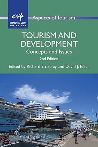 Book cover: "Tourism and Development" with cruise ships and coastline image.