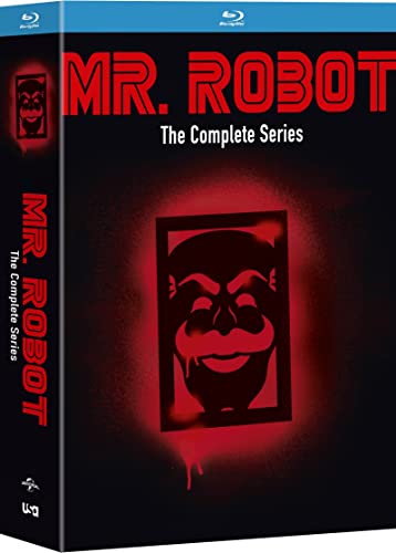 Blu-ray case for Mr. Robot Complete Series featuring a red stylized mask on black.