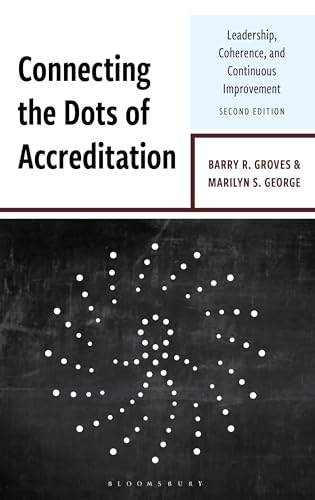 Book cover: "Connecting the Dots of Accreditation" with a dot pattern background.