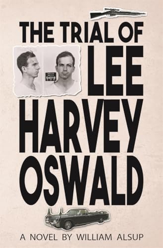 Book cover for "The Trial of Lee Harvey Oswald" with photos and a car.