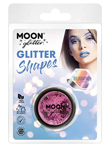 Moon Glitter Holographic Glitter Shapes, Pink