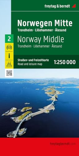 Norway Middle Road and Leisure Map : Trondheim, Lillehammer, Alesund