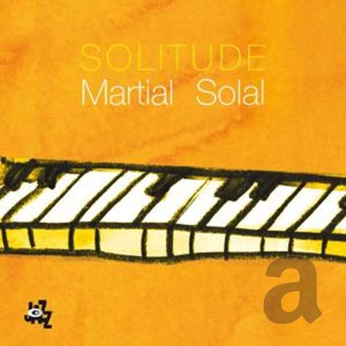 CD cover for Martial Solal’s “Solitude” with piano keys and orange background.
