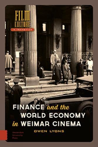 Book cover: neoclassical columns, people in 1920s attire, title "Finance and the World Economy".
