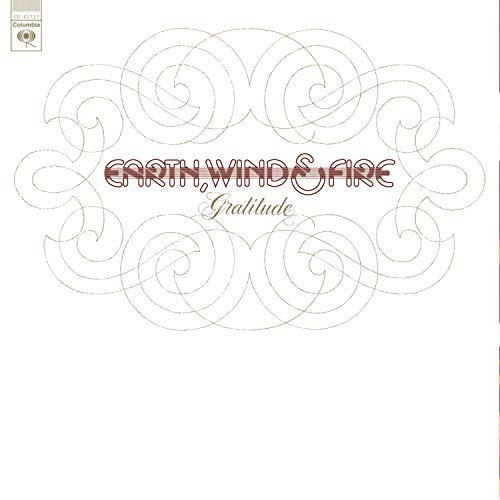 Earth, Wind & Fire “Gratitude” album cover with swirling brown designs.