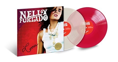 Nelly Furtado’s “Loose” vinyl record with red and clear discs.