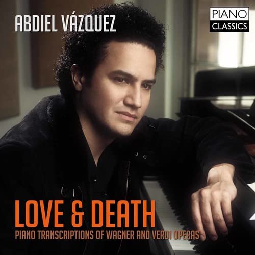 CD cover featuring pianist Abdiel Vázquez, with text "Love & Death.