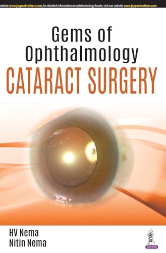 Book cover: “Gems of Ophthalmology: Cataract Surgery” with an eye illustration.