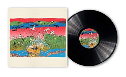 Tindersticks vinyl record with colorful, illustrative cover art and black disc.