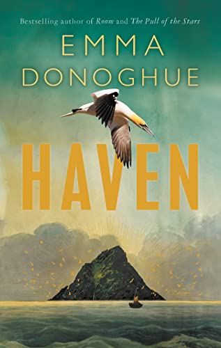 Book cover for "Haven" by Emma Donoghue, featuring a bird and island.