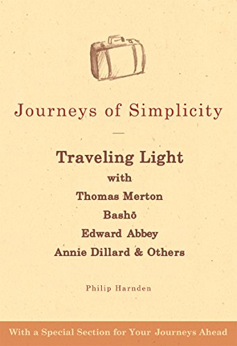 Book cover: "Journeys of Simplicity" with a sketched suitcase illustration.
