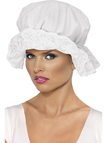 Smiffys Cotton Mop Cap with Lace - White