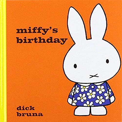 Colorful children's book cover featuring Miffy and birthday theme with illustrations and text.